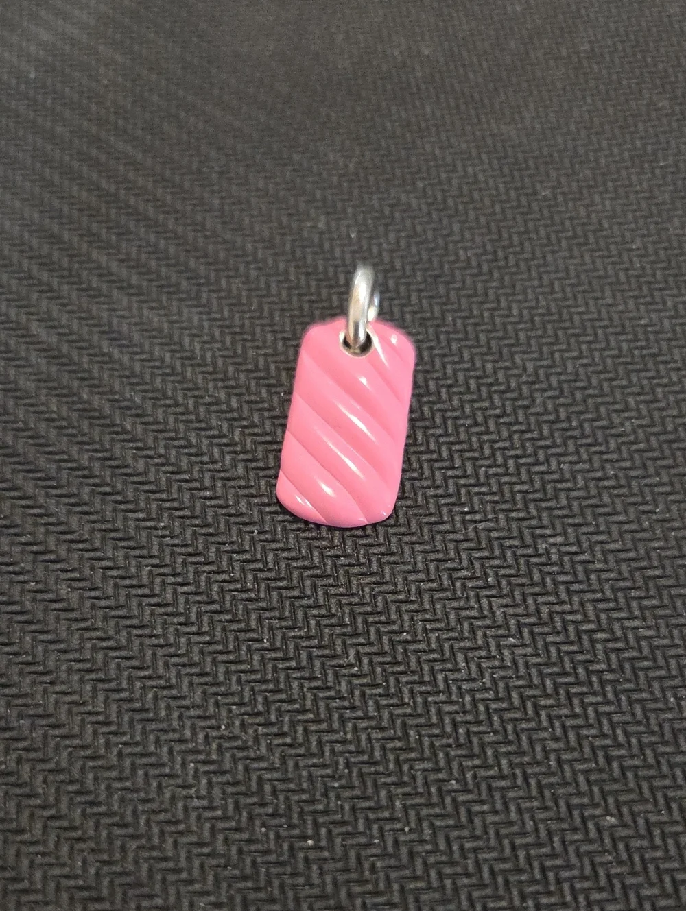 David Yurman Pink Enamel Striped Rectangle Pendant Charm